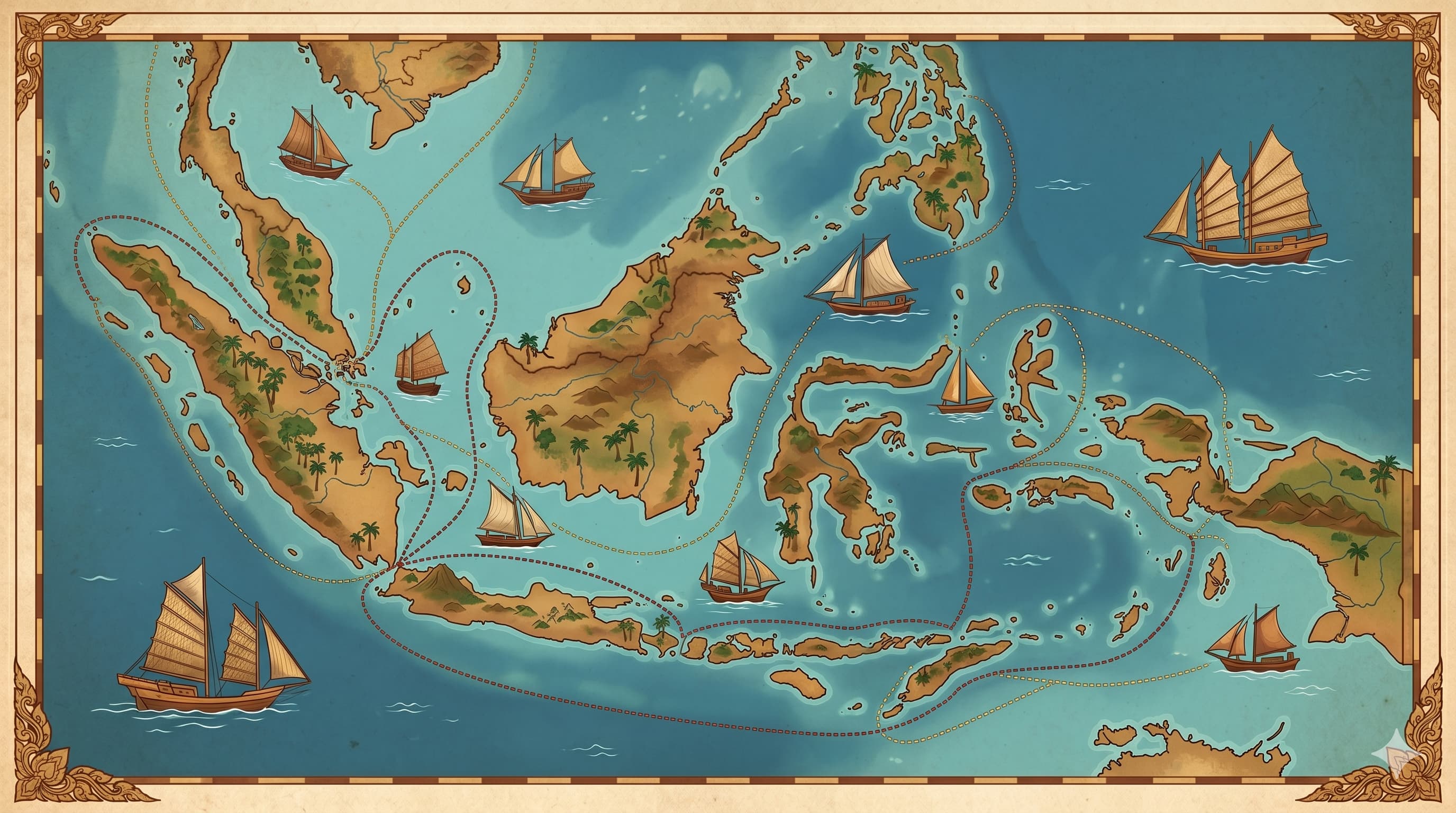 Ilustrasi Alam Melayu merangkumi kepulauan dan tanah besar Asia Tenggara